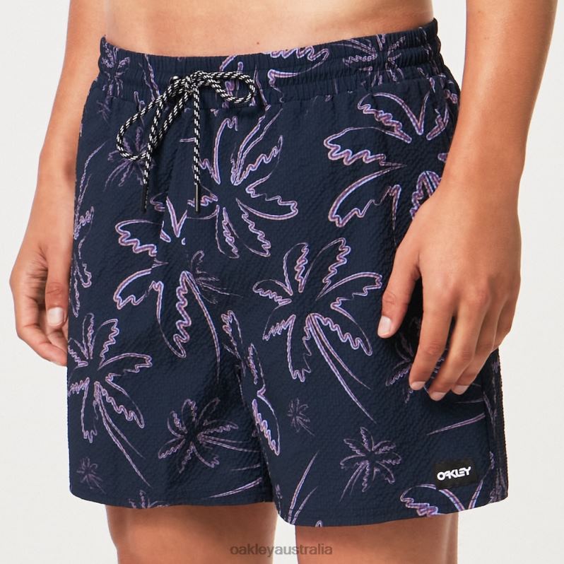 Deco Palms Rc Beachshort Three Lines Palms Blue Oakley2ZJX2916