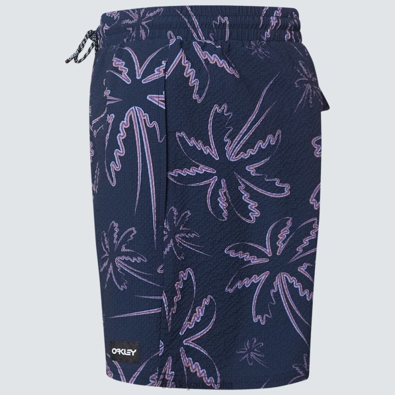 Deco Palms Rc Beachshort Three Lines Palms Blue Oakley2ZJX2916