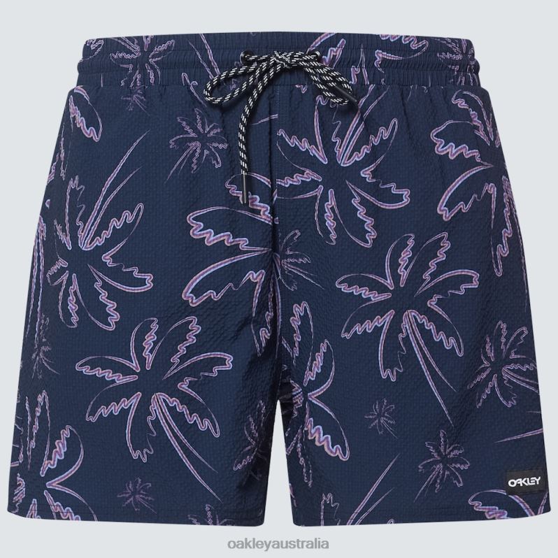 Deco Palms Rc Beachshort Three Lines Palms Blue Oakley2ZJX2916