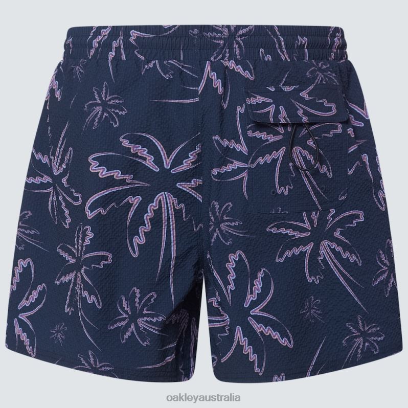 Deco Palms Rc Beachshort Three Lines Palms Blue Oakley2ZJX2916
