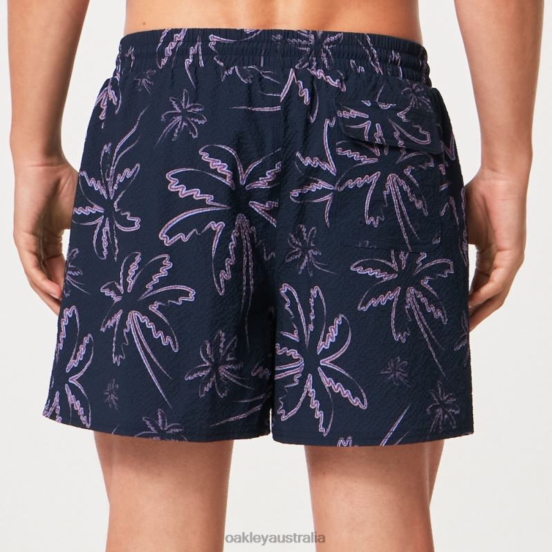 Deco Palms Rc Beachshort Three Lines Palms Blue Oakley2ZJX2916