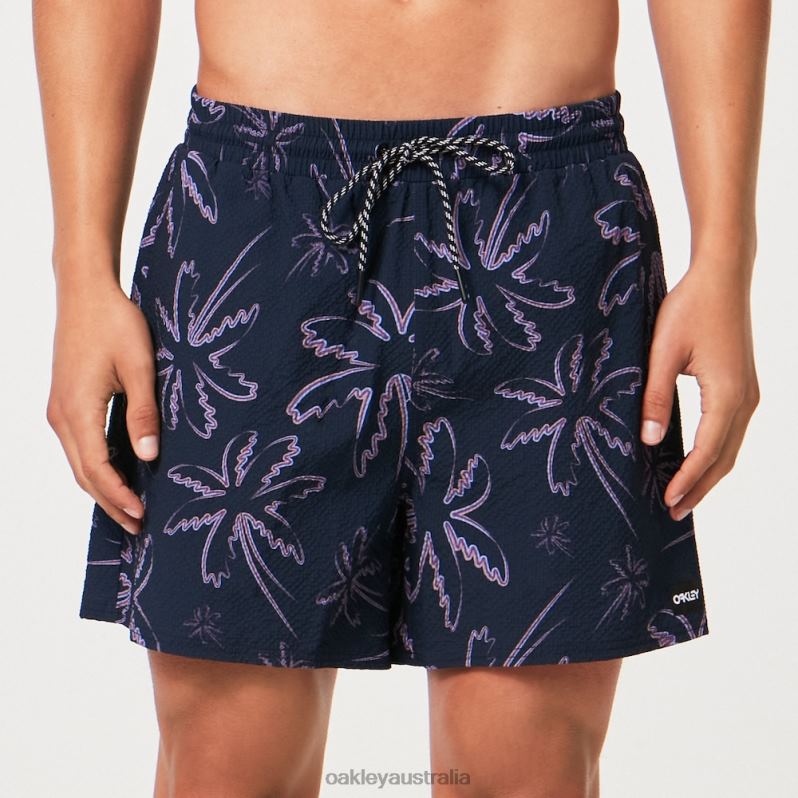 Deco Palms Rc Beachshort Three Lines Palms Blue Oakley2ZJX2916