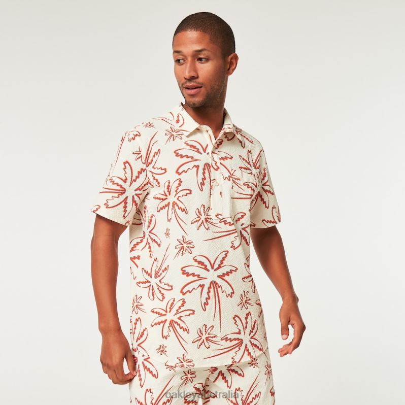 Deco Palms Rc SS Button Down Three Lines Palms Arctic Oakley2ZJX2593