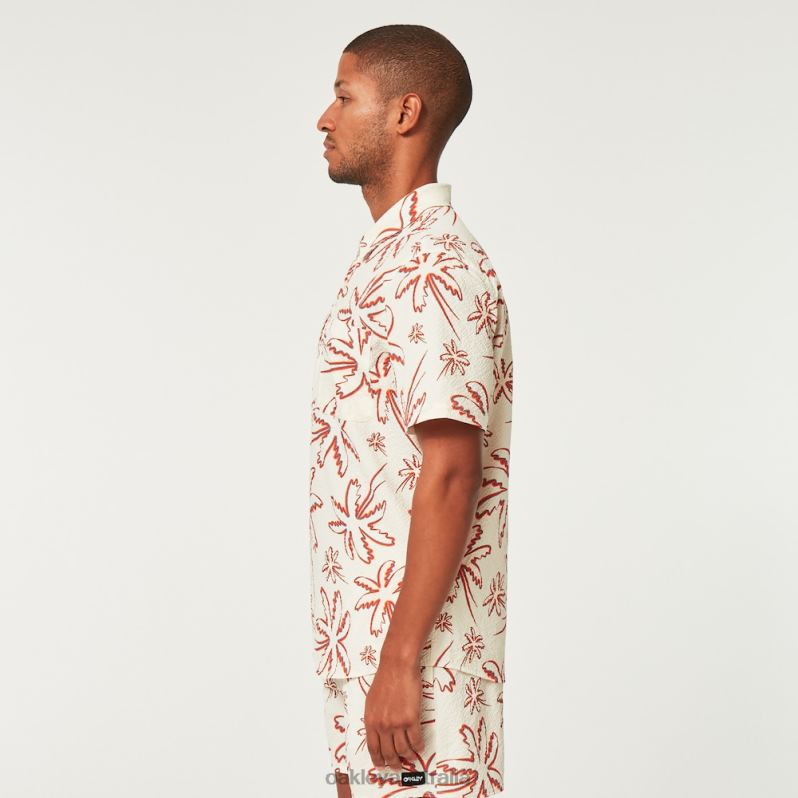 Deco Palms Rc SS Button Down Three Lines Palms Arctic Oakley2ZJX2593
