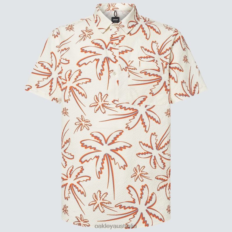Deco Palms Rc SS Button Down Three Lines Palms Arctic Oakley2ZJX2593