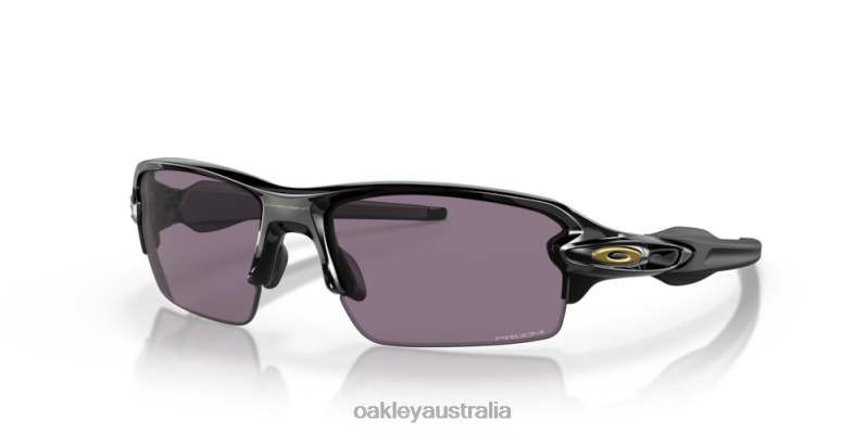 Flak 2.0 (Low Bridge Fit) Prizm Grey Lenses, Polished Black Frame Oakley2ZJX873