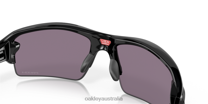 Flak 2.0 (Low Bridge Fit) Prizm Grey Lenses, Polished Black Frame Oakley2ZJX873