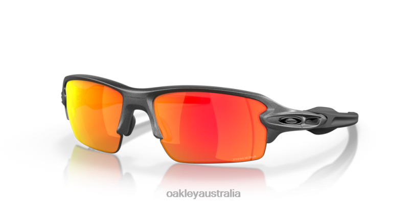 Flak 2.0 (Low Bridge Fit) Prizm Ruby Lenses, Steel Frame Oakley2ZJX872 - Click Image to Close