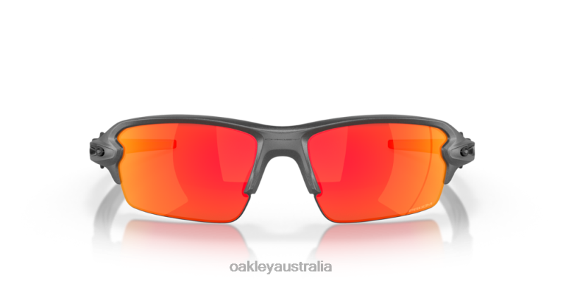 Flak 2.0 (Low Bridge Fit) Prizm Ruby Lenses, Steel Frame Oakley2ZJX872