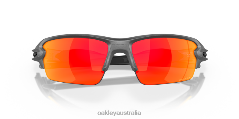 Flak 2.0 (Low Bridge Fit) Prizm Ruby Lenses, Steel Frame Oakley2ZJX872