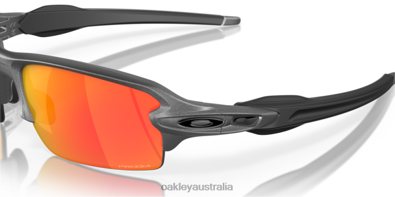 Flak 2.0 (Low Bridge Fit) Prizm Ruby Lenses, Steel Frame Oakley2ZJX872