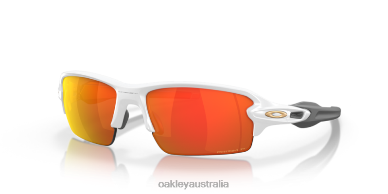 Flak 2.0 (Low Bridge Fit) Prizm Ruby Polarized Lenses, Matte White Frame Oakley2ZJX874