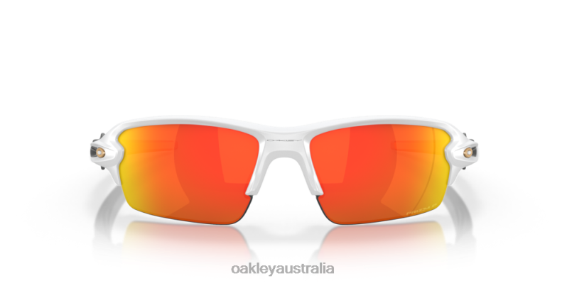 Flak 2.0 (Low Bridge Fit) Prizm Ruby Polarized Lenses, Matte White Frame Oakley2ZJX874