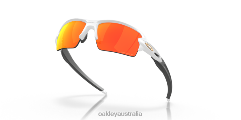 Flak 2.0 (Low Bridge Fit) Prizm Ruby Polarized Lenses, Matte White Frame Oakley2ZJX874