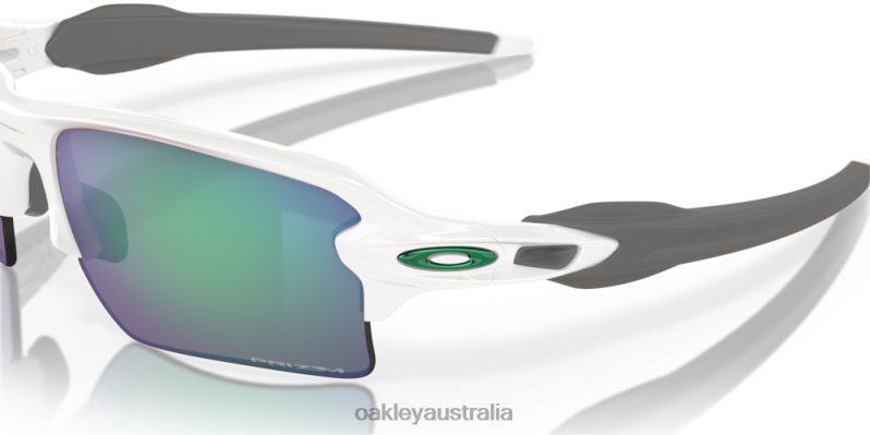 Flak 2.0 XL Team Colors Prizm Jade Lenses, Polished White Frame Oakley2ZJX137