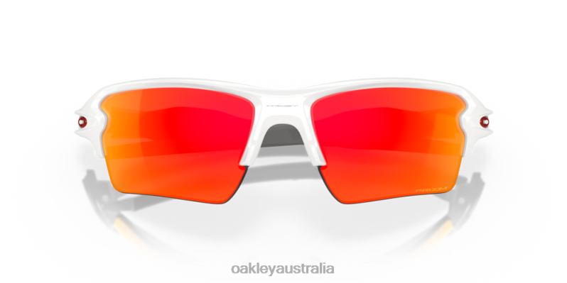 Flak 2.0 XL Team Colors Prizm Ruby Lenses, Polished White Frame Oakley2ZJX138