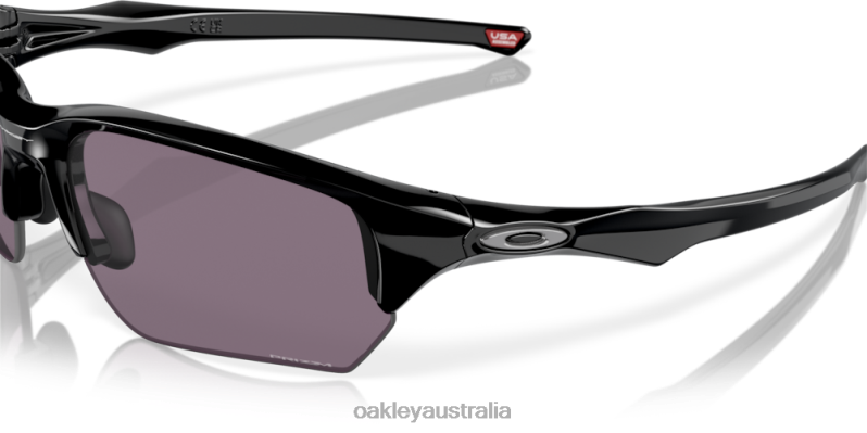 Flak Beta (Low Bridge Fit) Prizm Grey Lenses, Polished Black Frame Oakley2ZJX926
