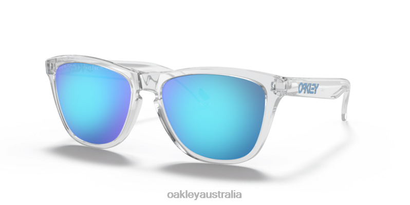 Frogskins (Low Bridge Fit) Prizm Sapphire Lenses, Crystal Clear Frame Oakley2ZJX817