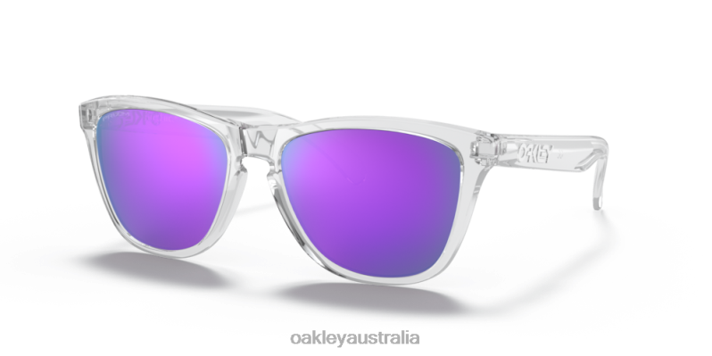 Frogskins (Low Bridge Fit) Prizm Violet Lenses, Polished Clear Frame Oakley2ZJX816