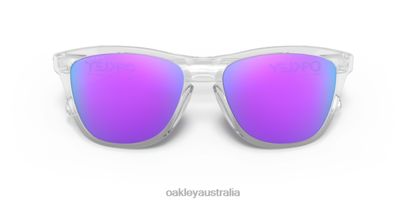 Frogskins (Low Bridge Fit) Prizm Violet Lenses, Polished Clear Frame Oakley2ZJX816