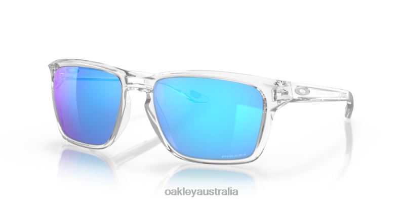 Sylas (Low Bridge Fit) Prizm Sapphire Lenses, Polished Clear Frame Oakley2ZJX962