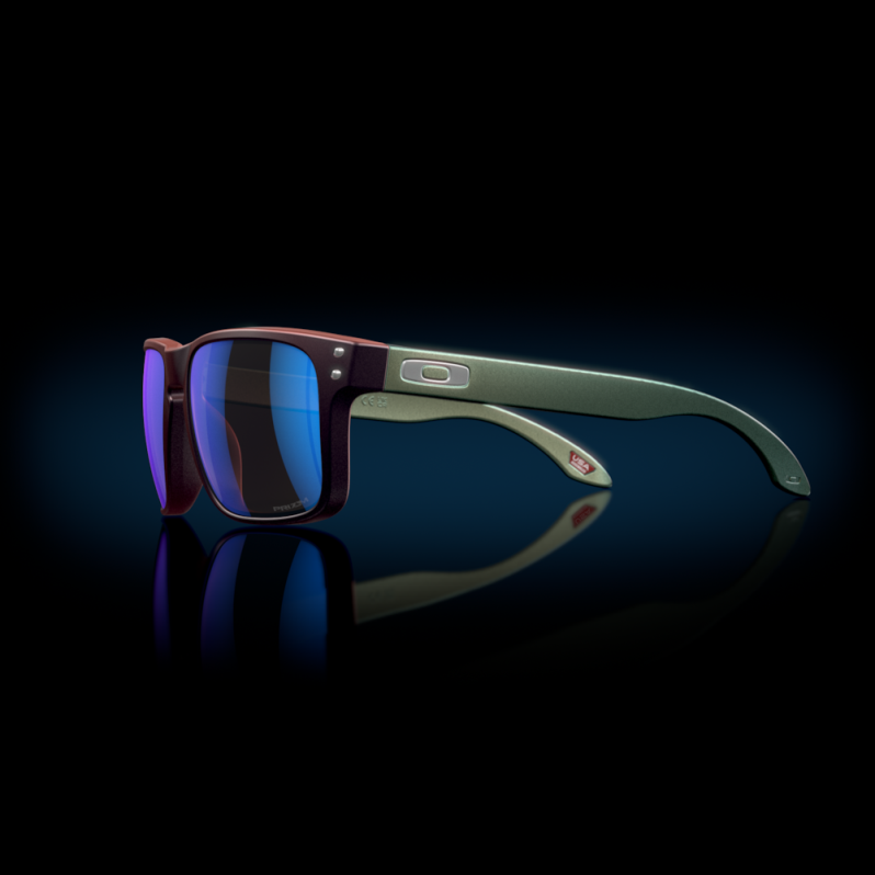 Holbrook (Low Bridge Fit) Verve Collection Prizm Sapphire Lenses, Matte Black/Red Colorshift Frame Oakley2ZJX807