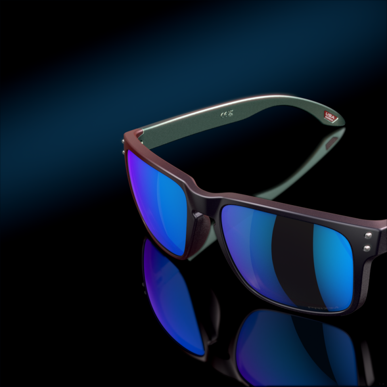 Holbrook (Low Bridge Fit) Verve Collection Prizm Sapphire Lenses, Matte Black/Red Colorshift Frame Oakley2ZJX807